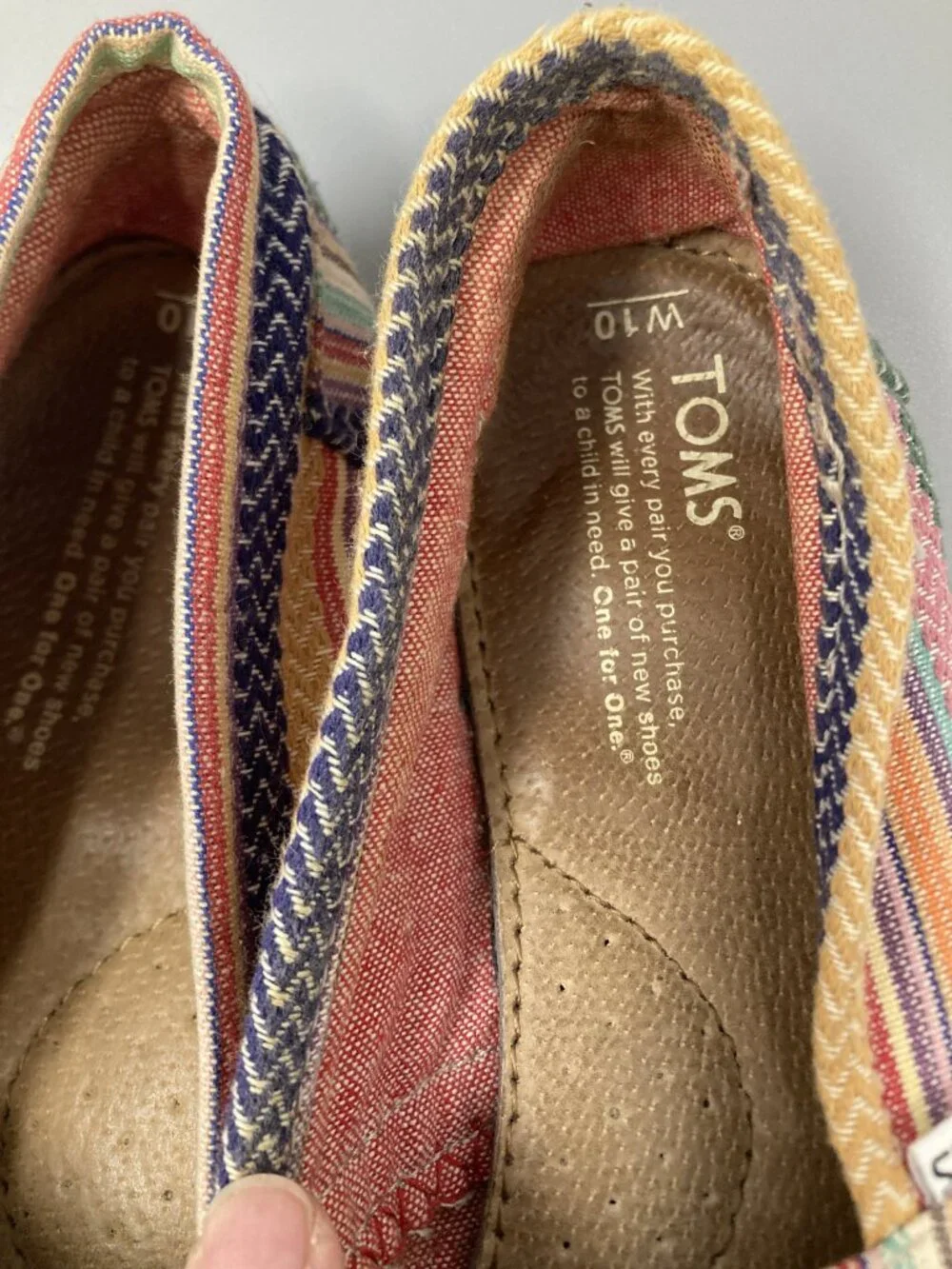 TOMS women's flats W10 striped woven textile slip-on